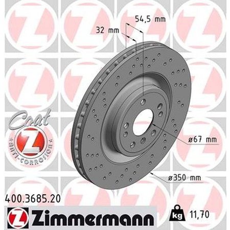 ZIMMERMANN Brake Disc - Standard/Coated, 400.3685.20 400.3685.20